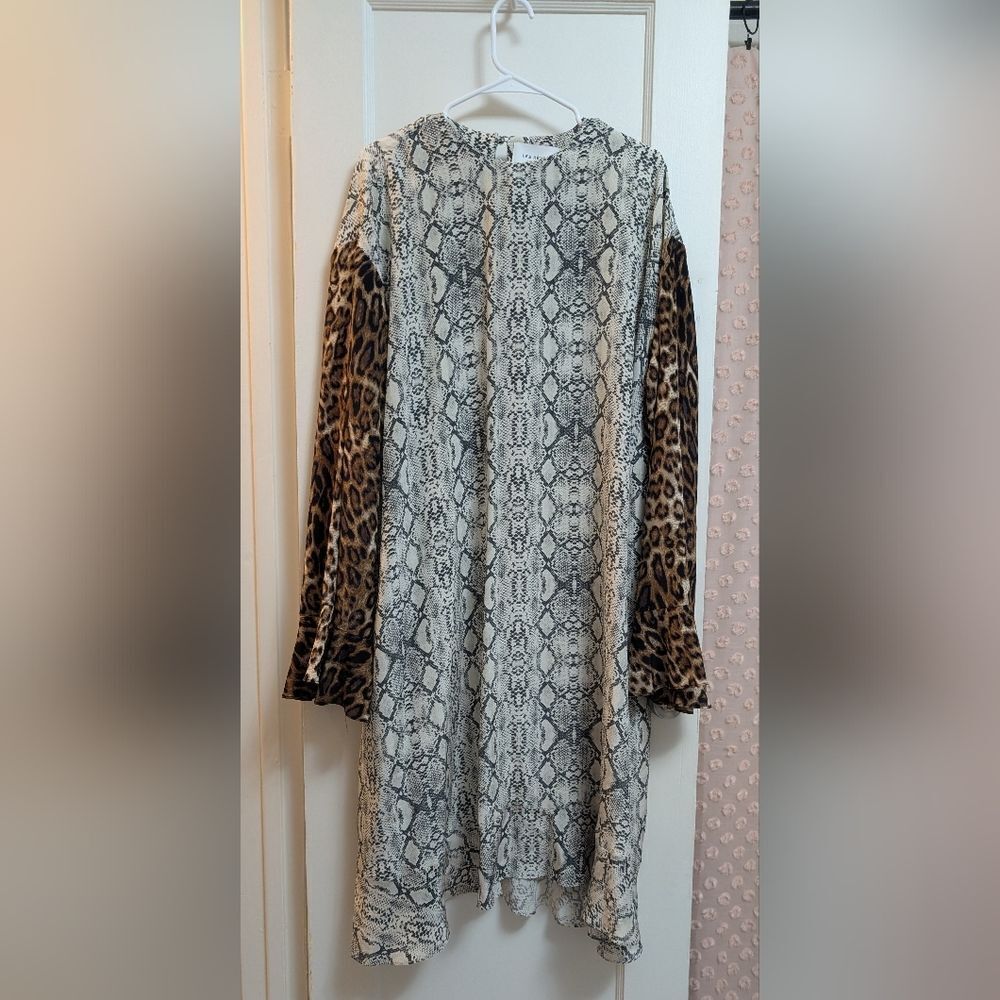 NWOT Les Rêveries Printed Silk Crepe De Chine Midi Dress in Snake print Size 4 - Picture 5 of 8